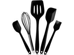 Set De Utensílios De Cozinha De Silicone Com 5 Peças Resistente Ao Calor Sem Bpa Para Cozinha (preto)