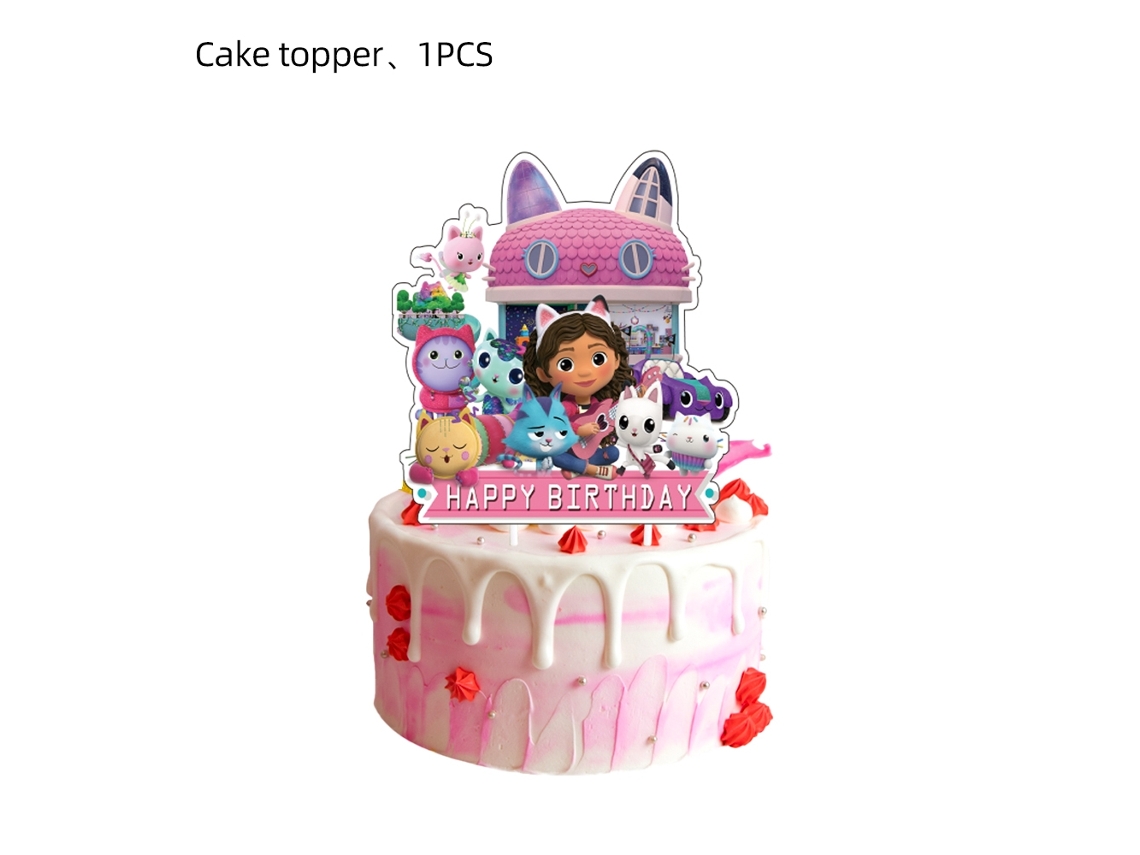 Nova Gabby Dollhouse Cats Decoração De Festa De Aniversário Balões Talheres Copos Prato Guardanapo Kit Decoração Meninas Lembrancinhas Acessórios De A