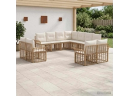 Vidaxl Conjunto De Sofás Para Exterior 11 Unid. Natural E Branco Creme