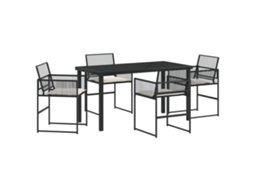 Conjunto 5 Conjunto De Jantar Para Jardim Vidaxl Preto Vime Pe (140 X 70 X 73 Cm)