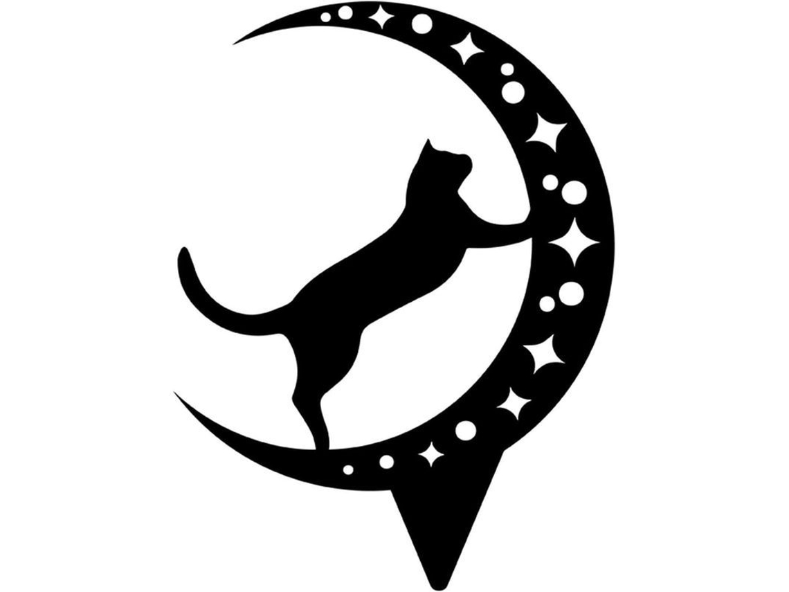 Silhueta de Gato Preto Nova LINE decorativa de metal para jardim