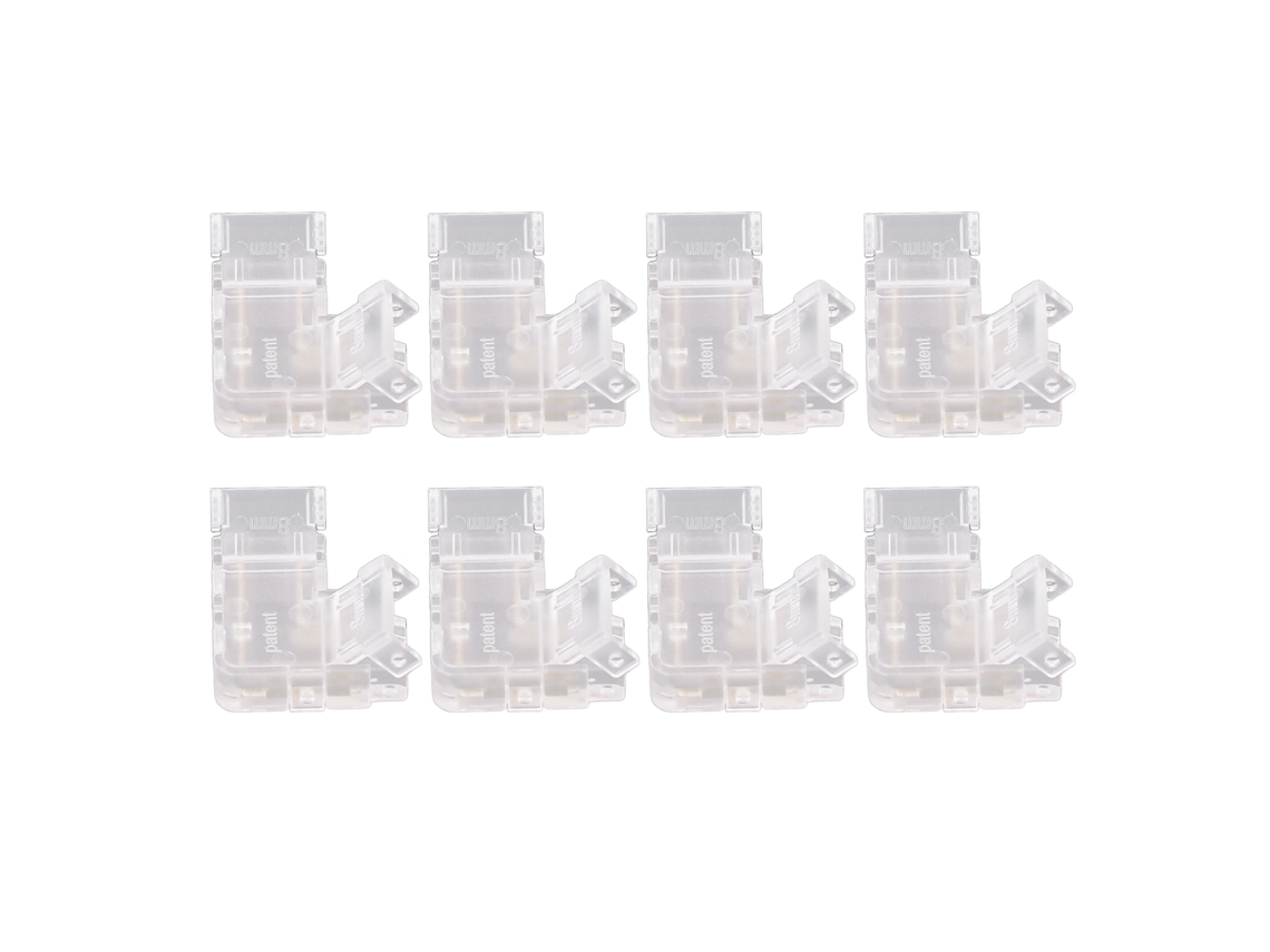 8 conectores COB LED em L 2 pinos transparentes 8mm para fitas LED COB profissionais | S/MARCA