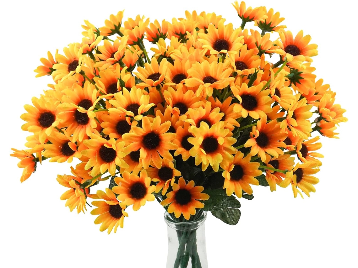 6 Buquês de Girassóis, Flores Artificiais para Exterior, Resistentes a Uv, Não Desbotam AQUAFORGE