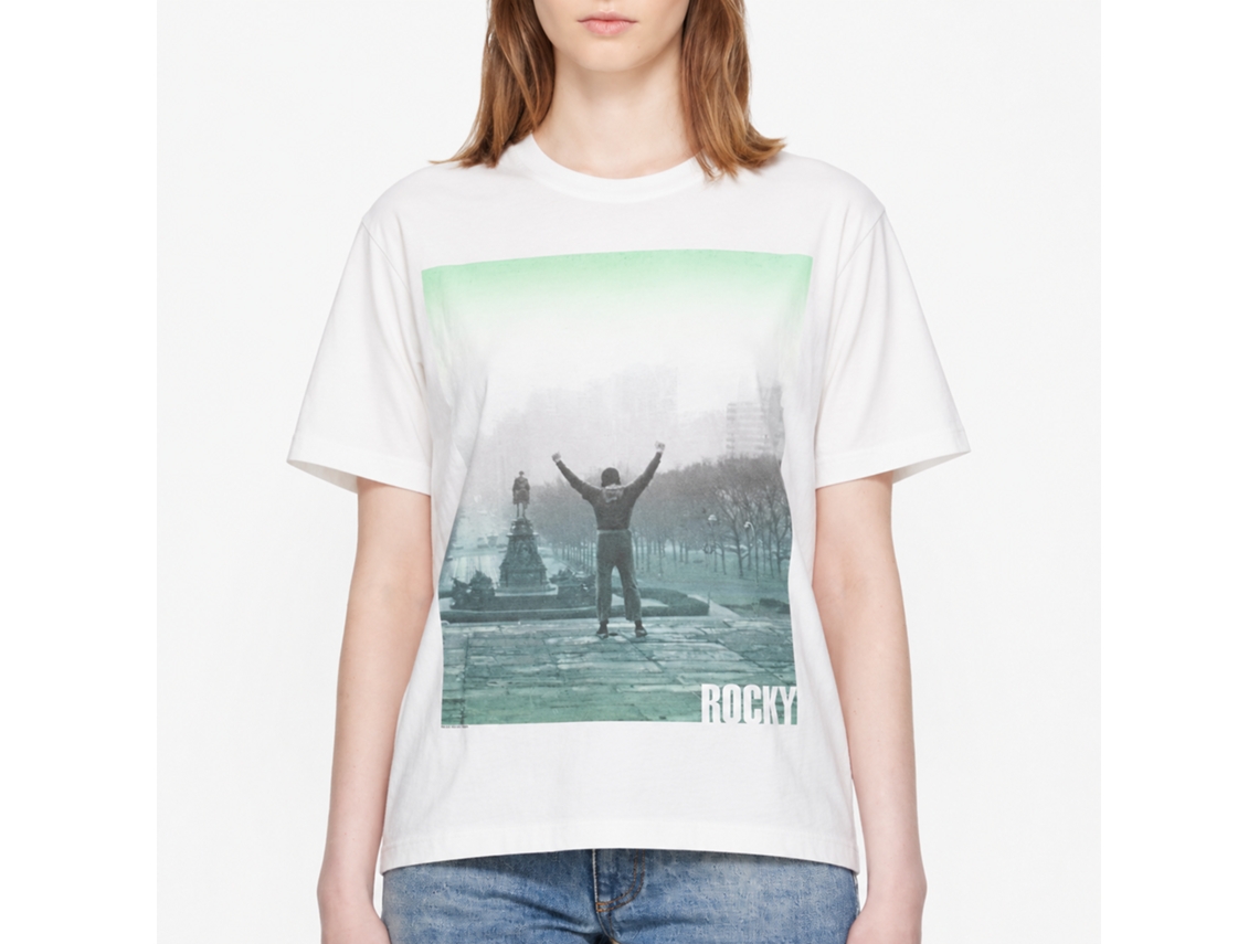 Rockinstone Rocky Movie Fade White Adult T-shirt Size:l