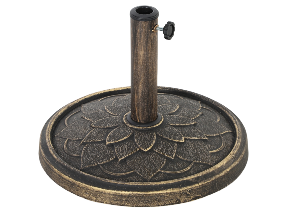 Base para guarda sol 12kg,com manivela,resina,metal e cimento,46x34cm,bronze