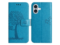 Capa Em Couro Pu, Azul Para Apple Iphone 16