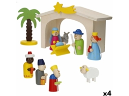 Presépio De Natal Woomax Madeira Plywood 23 X 16 X 11 Cm (4 Unidades)