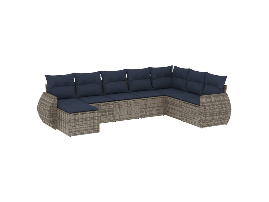 Conjunto de Sofá de Jardim, 8 Peças, Almofadas, Rattan Cinza MAISON EXCLUSIVE