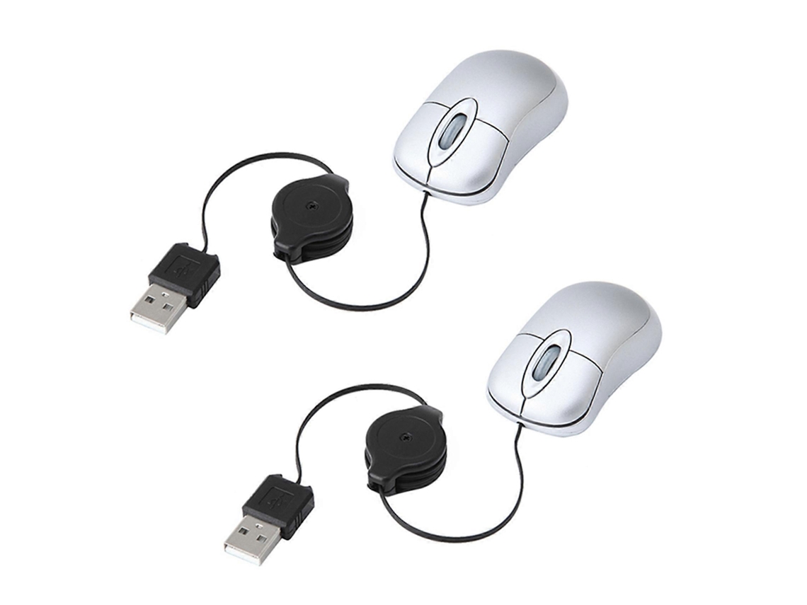 Conjunto de 2 mini mouses USB com Fio AquaForge, pequenos e compactos, ópticos, 1600 DPI, compatíveis com Windows 98d e ideais para viagens.