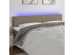 Vidaxl Cabeceira Cama Luzes Led Tecido 180x5x78/88cm Cinza-acastanhado