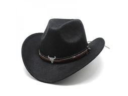 2026 sombrero Cowboy Top Hat de Lana/fieltro Rojo Unisex Circunferencia 57 59cm Negro