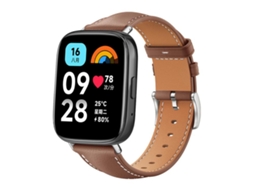 Bracelete para Redmi Watch 3 em couro preto com textura de tubarão café XIAOMOYU (20mm)