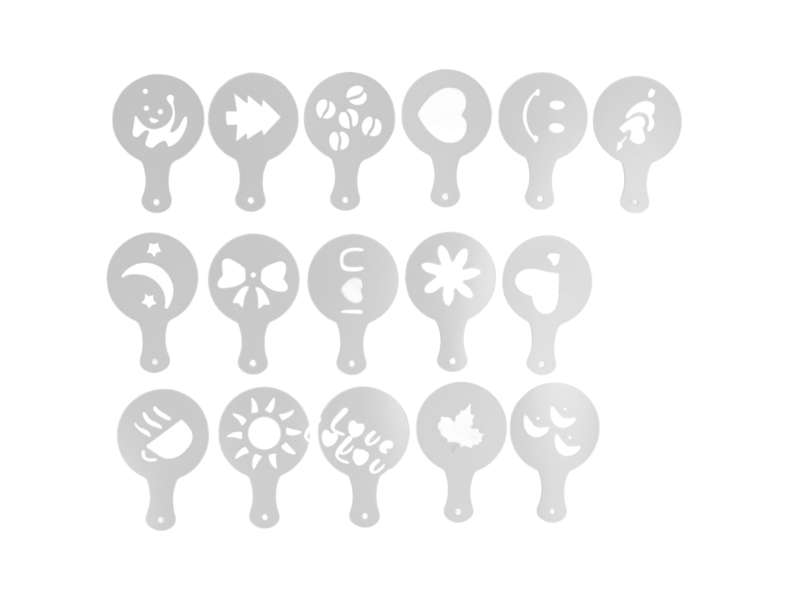16 moldes Primerox para decoração de café e bolo, stencil, 8,5cm | S/MARCA