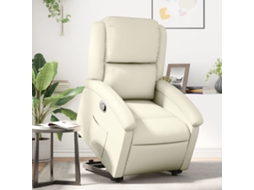 Vidaxl Poltrona Reclinável Elevatória Couro Artificial Cor Creme
