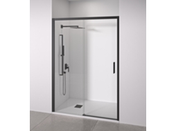 Porta De Duche De Correr Frontal Deslizantefixo Vidro Anticalcário 6mm Perfis Preto Fosco Largura 135 A 140 Cm Porta Direita Bellobath