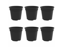 Conjunto 6 Vaso De Flores Vidaxl Preto Plástico (ø 19 X 16,5 Cm)