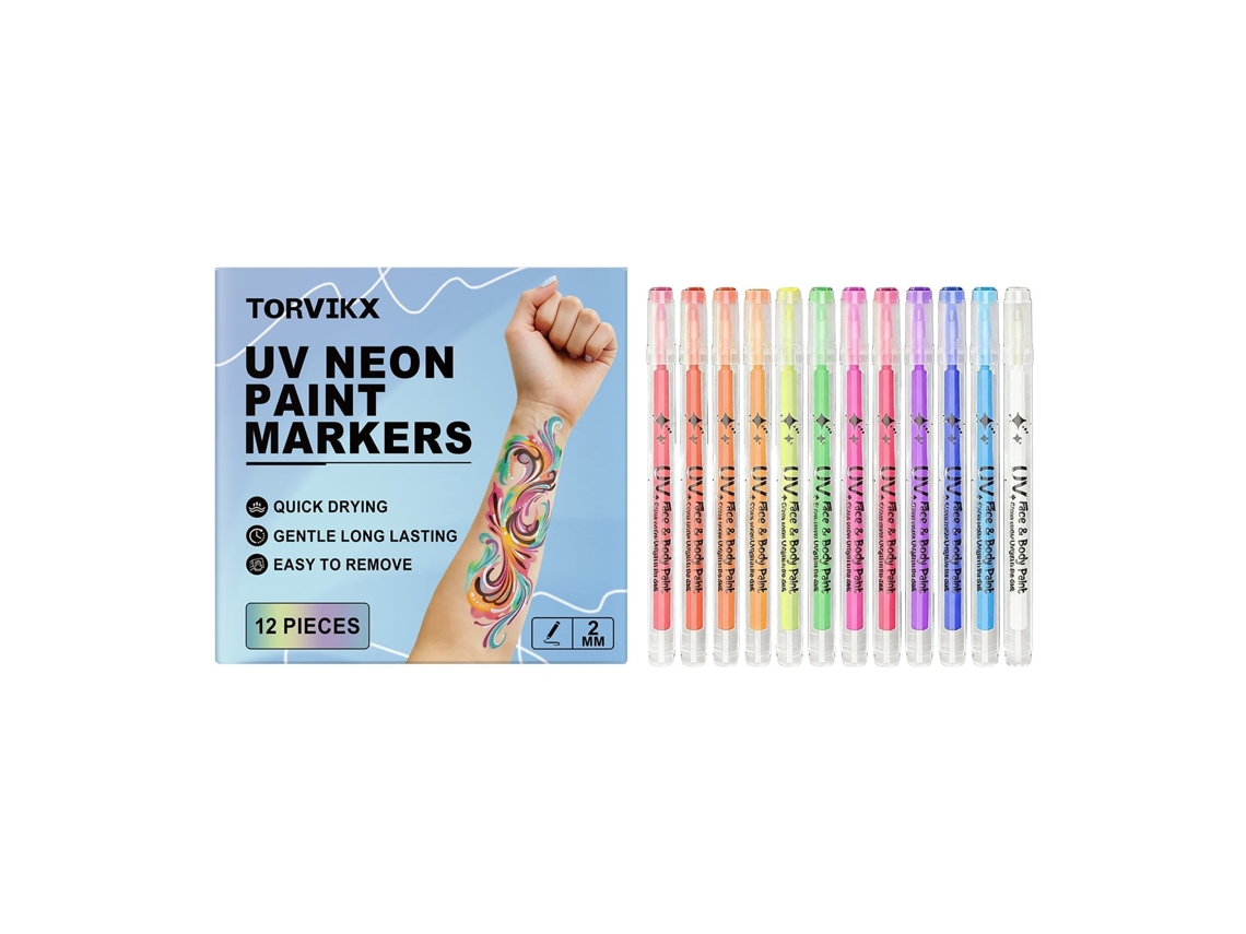 Caneta Neon para Pintura Facial e Corporal, Fácil de Usar e de Secagem Rápida LAXISCREED