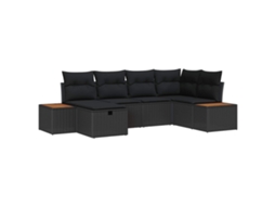 Vidaxl Conjunto De Sofá De Jardim 6 Unid. Preto Vime Pe