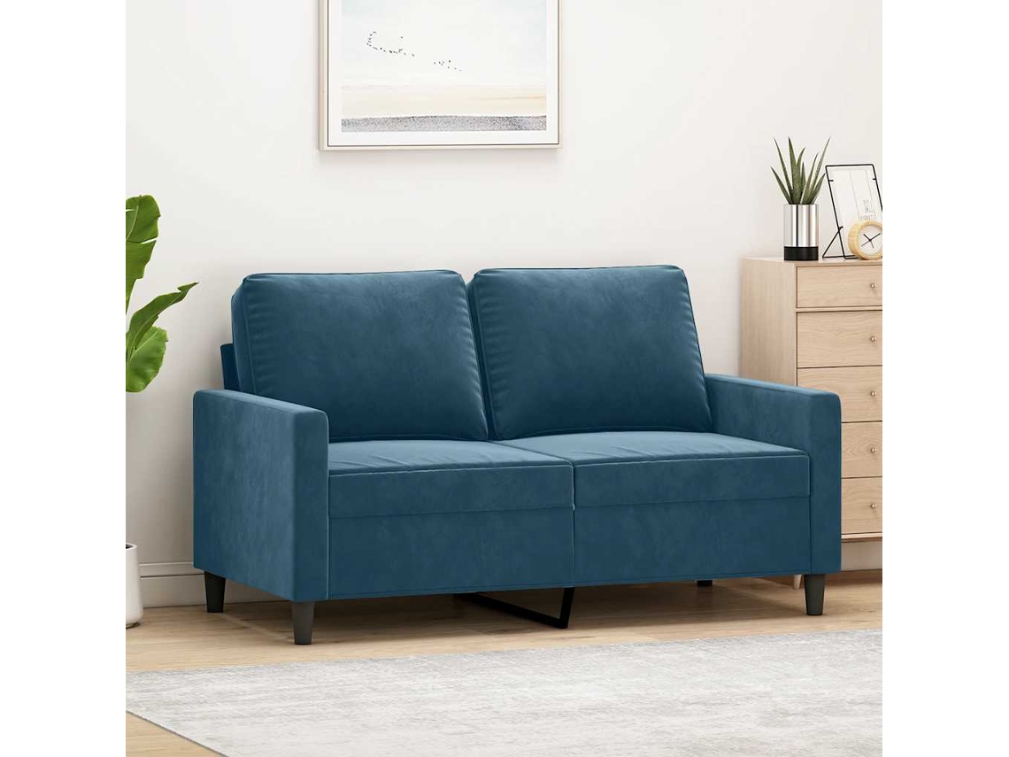 Vidaxl Sofá De 2 Lugares Veludo 120 Cm Azul
