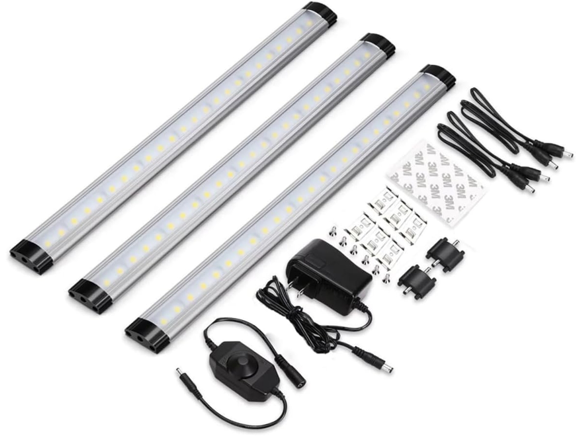 Kit De Iluminação Led Para Armários, Luz De Guarda Roupa Ajustável Em Alumínio Branco Quente Para Co Gokoco