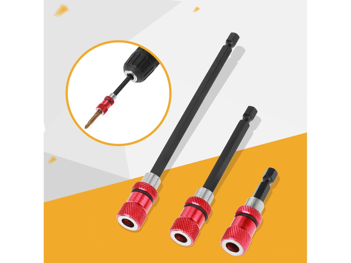 3 Peças De Portabrocas Magnéticas Com Cabo Hexagonal De 1/4" Com Liberação Rápida, Extensão De Parafusadeira 60/100/150mm