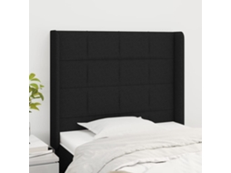 Vidaxl Cabeceira De Cama C/ Abas Tecido 83x16x118/128 Cm Preto