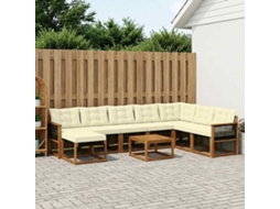 Vidaxl Conjunto De Sofás Para Exterior 9 Pcs Natural E Creme