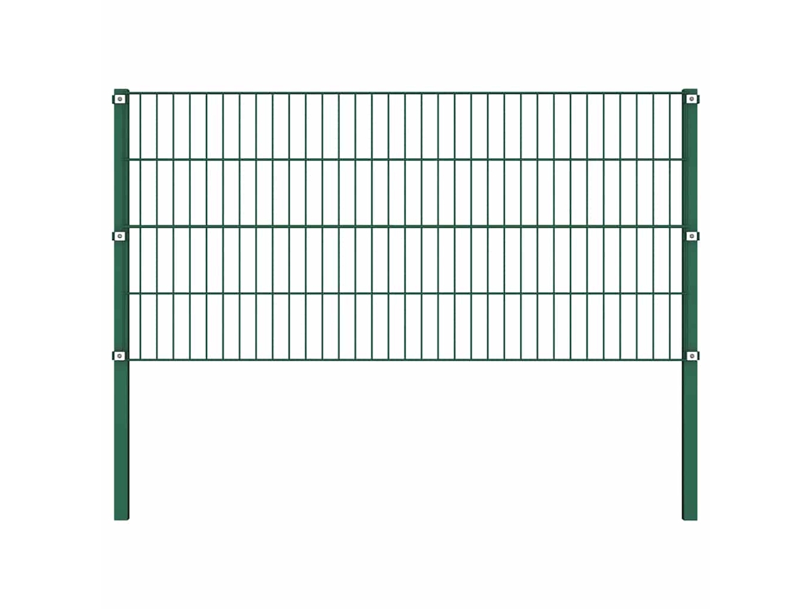 Vidaxl Painel De Vedação Com Postes De Ferro 176,5x80 Cm Verde