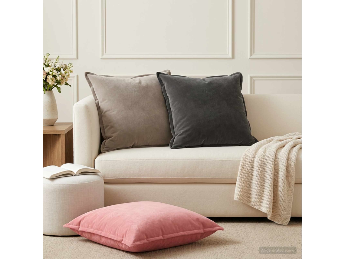 Vidaxl Almofada Com Travesseiro Houten 2 Unid. Rosa Veludo