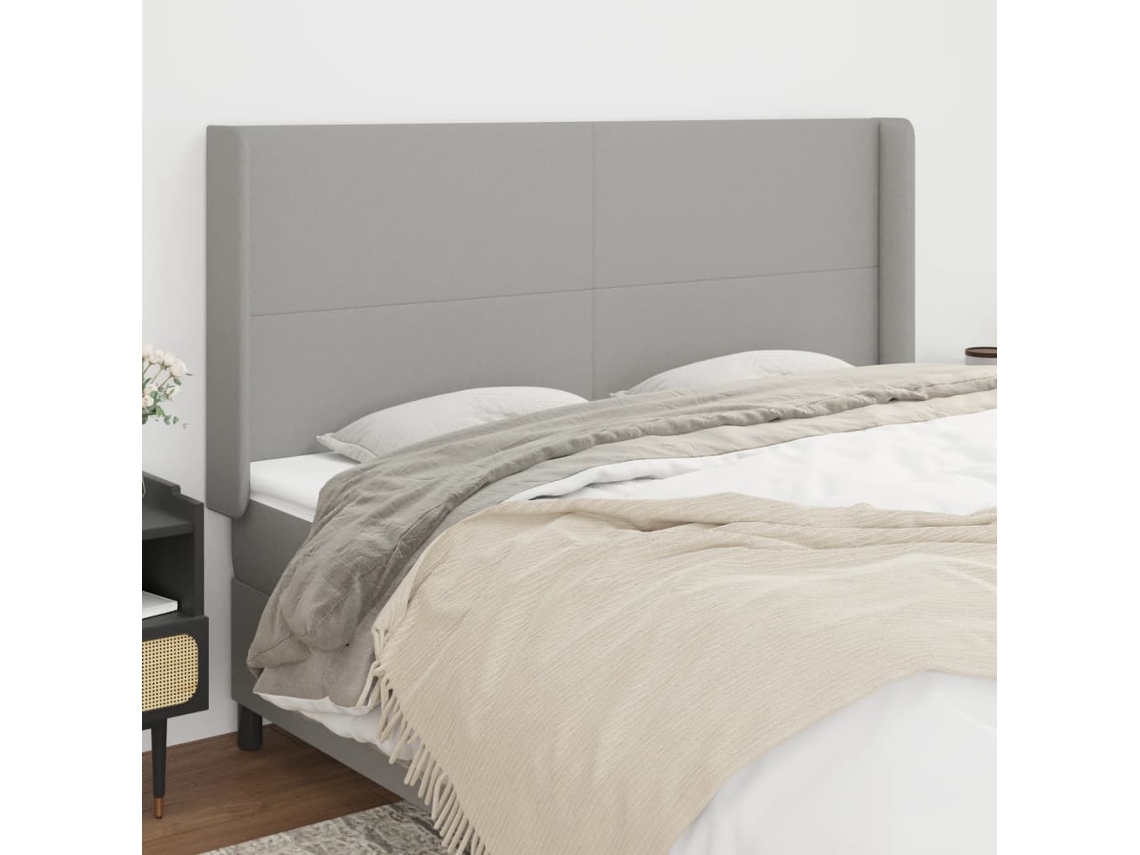 Vidaxl Cabeceira Cama C/ Abas Tecido 183x16x118/128 Cm Cinzento-claro