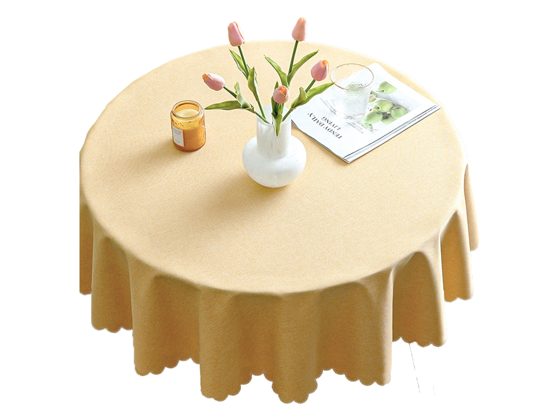 Toalhas de Microfibra Impermeáveis Toalhas de Mesa Redondas para Exterior e Interior Pano Amarelo Brilhante Renda [À Prova de Água e Óleo] 140Cm