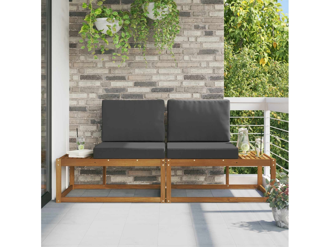 Vidaxl Sofá De Canto Externo Com Almofada 2 Peça Natural E Antracite