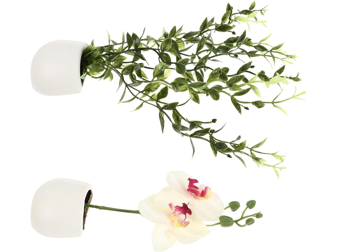 Ímãs De Geladeira Decorativos Uonlytech, 2 Peças, Plantas Artificiais, Enfeites Magnéticos Para Cozinha, Design De Vaso