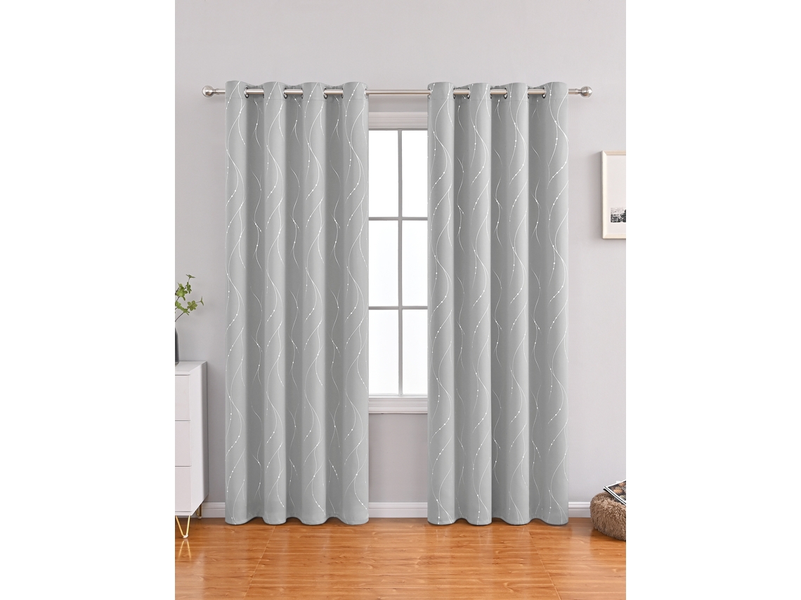 Cortina Blackout Térmica, Para Porta E Janela, Ilhós, 2 Peças, 100 X 130 Cm, Cinza Claro