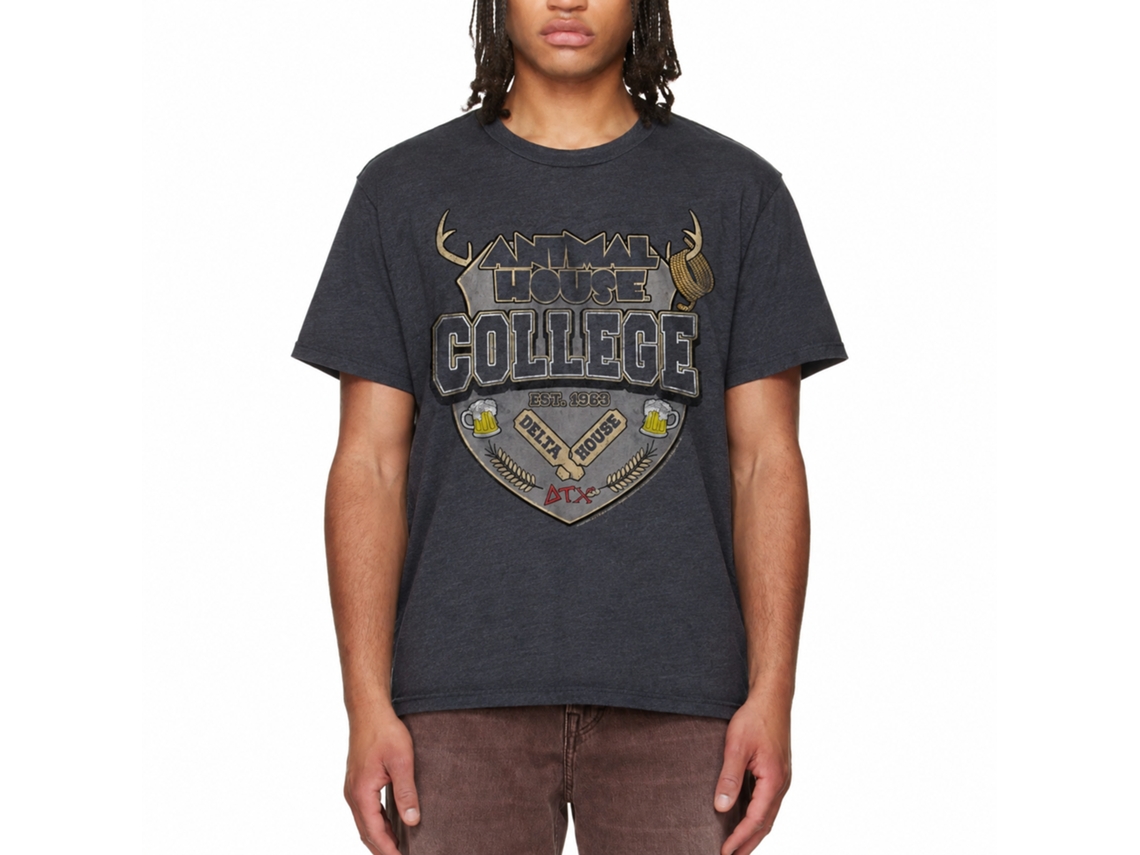 Rockinstone Animal House Movie College Crest Heather Navy Adult T-shirt Size:xxxl