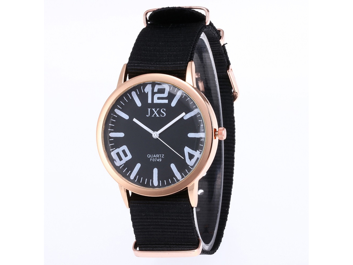 Reloj De Pulsera De Nylon Quartz Para Mujer Y Hombre J56(black)