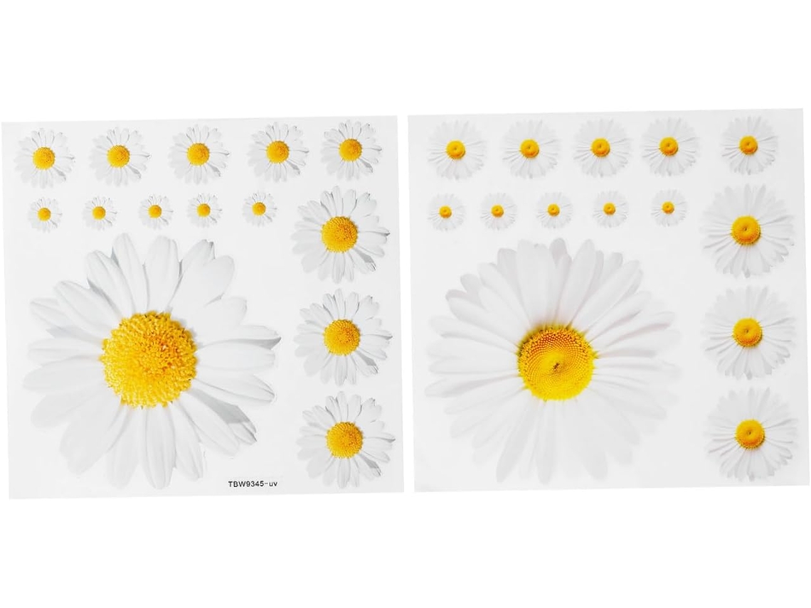Adesivo Parede Margarida Branca Pvc Removível Decoração Estar Único Atraente Interiores Sala Casa Flor GOKOCO