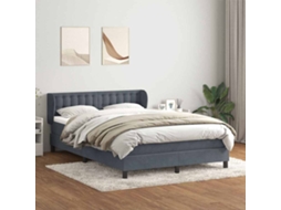 Vidaxl Cama Com Molas/colchão 160x210 Cm Veludo Cinzento-escuro