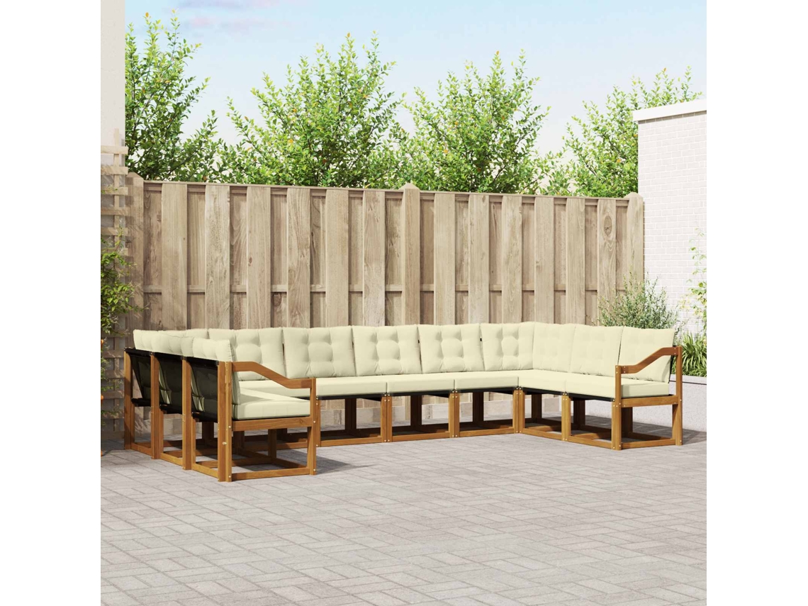 Vidaxl Conjunto De Sofás Para Exterior 10 Unid. Natural E Creme
