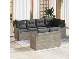 Vidaxl Conjunto De Sofá De Jardim 7 Unid. Cinzento-claro