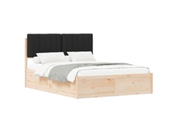 Estrutura de Cama com Cabeceira Estofada Preto MAISON EXCLUSIVE 140x190 cm