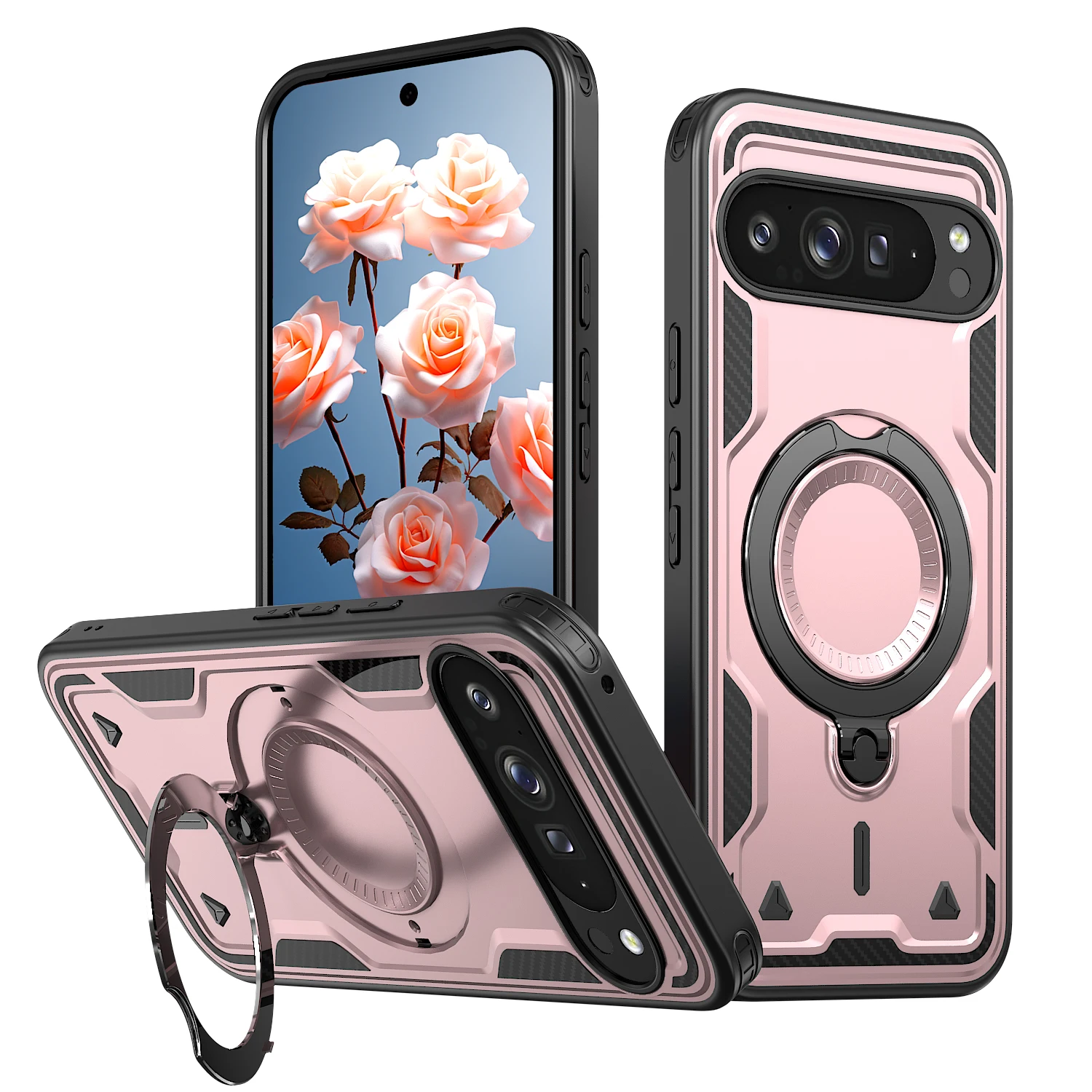 (ouro Rosa, Google Pixel 10) Capa Para Celular Com Suporte Giratório 360° Para Carro, Capa Protetora À Prova De Quedas