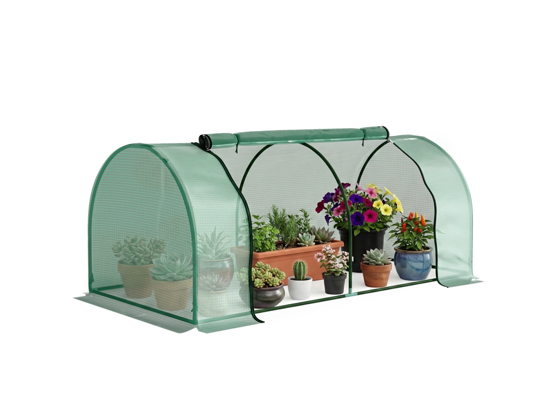 Estufa Túnel De Aço Com Cobertura De Pvc, 200x100x80 Cm, Verde