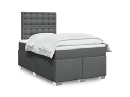 Vidaxl Cama Boxspring Com Colchão 120x190 Cm Tecido Cinzento-escuro