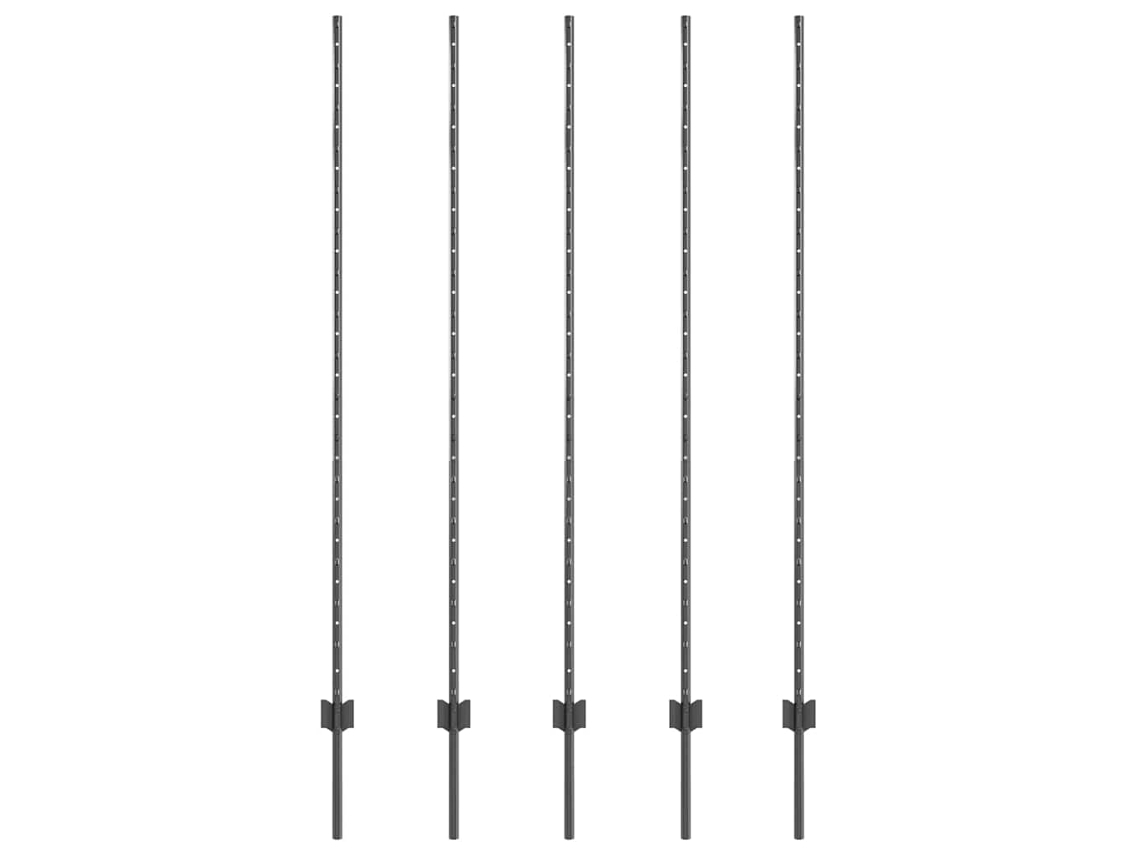 Poste De Cerca 5 Pcs Cinzeto 150 Cm Aço