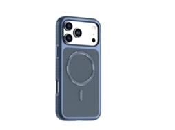 Capa Magnética Para Iphone 18 Pro Max Celular Com Textura De Fibra De Carbono (azul)