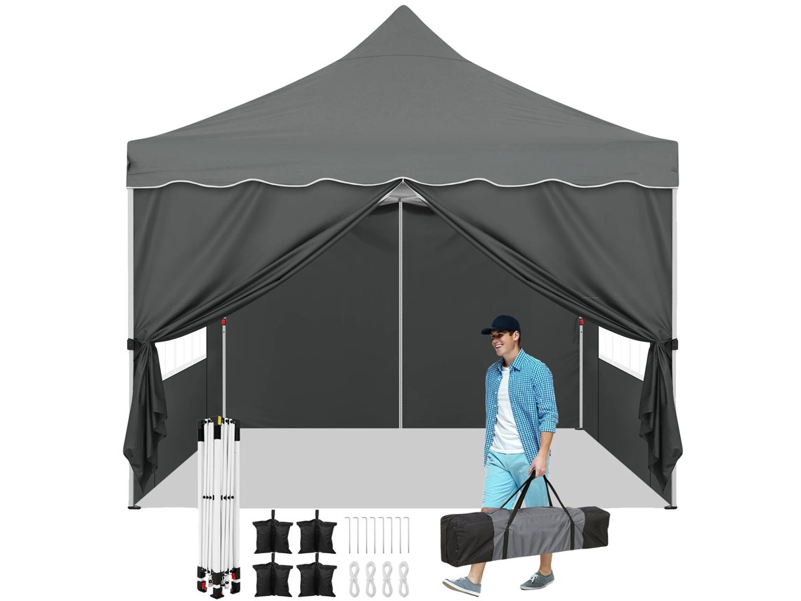 Tenda de toldo portátil, estrutura durável, fácil montagem, fita, 3x3m OEM