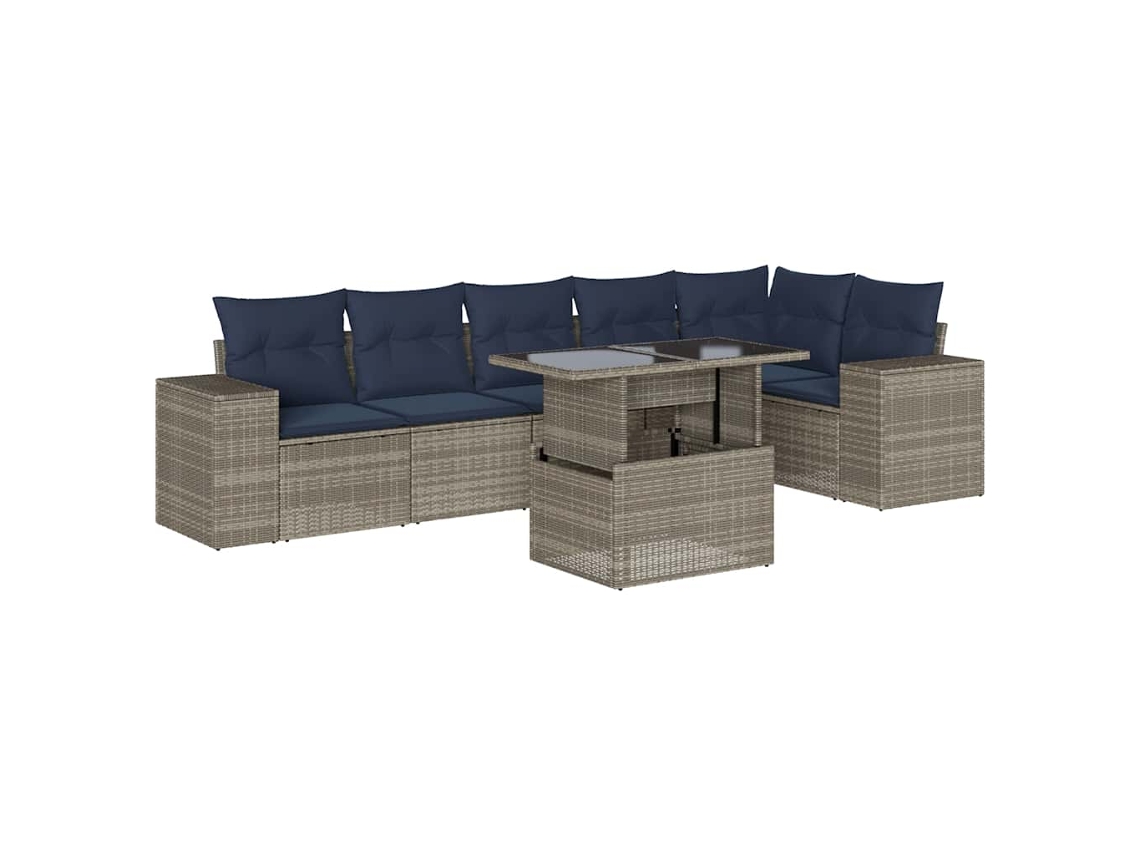 Conjunto de Sofá de Jardim, 7 Peças, Almofadas, Rattan Cinza MAISON EXCLUSIVE