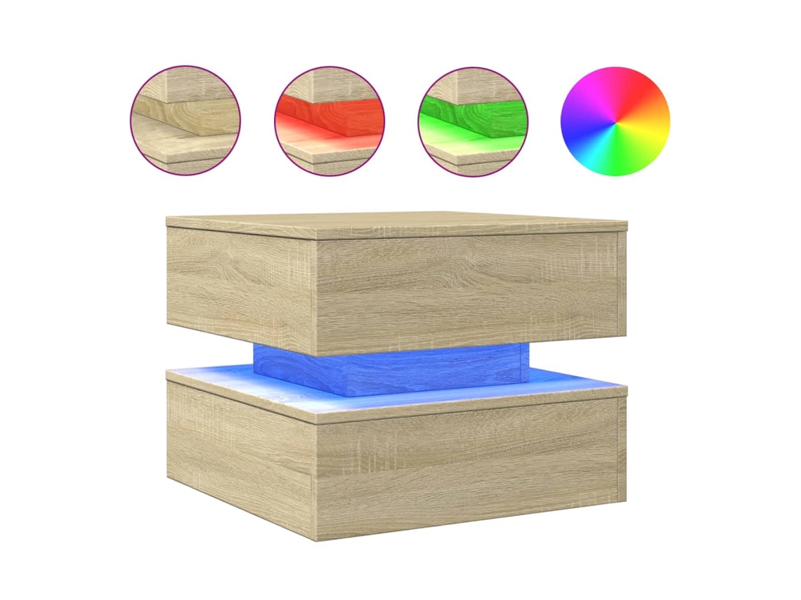 Mesa de centro com luzes LED Carvalho Sonoma MAISON EXCLUSIVE (50x50x40 cm)