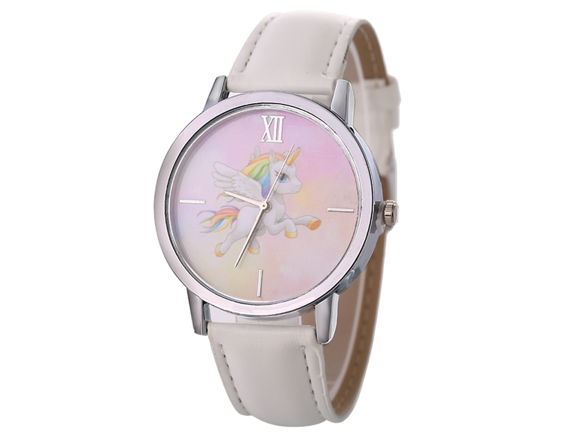 Relógio de Pulso Feminino de Luxo com Pulseira de Couro Estilo Moderno Branco